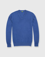 Load image into Gallery viewer, Fine-Gauge V-Neck Sweater Serge Blue Cashmere