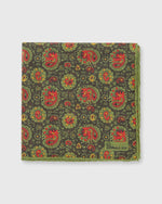 Load image into Gallery viewer, Hand-Rolled Pocket Square Loden/Red Paisley