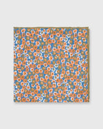 Load image into Gallery viewer, Cotton/Linen Print Pocket Square Blue/Olive/Orange Floral