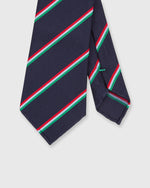 Load image into Gallery viewer, Silk Woven Tie Navy/Red/Sky/Green Bar Stripe