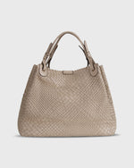 Load image into Gallery viewer, Cate Handwoven Satchel Bag in Beige Leather