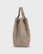 Load image into Gallery viewer, Cate Handwoven Satchel Bag in Beige Leather