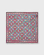 Load image into Gallery viewer, Hand-Rolled Wool/Silk Pocket Square in Evergreen/Burgundy/Gold Aztec