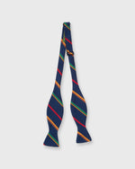 Load image into Gallery viewer, Silk Bow Tie in Navy/Green/Gold Stripe
