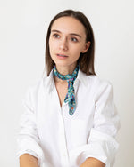 Load image into Gallery viewer, Anyway Scarf in Baby Blue Multi Forbidden Orchard Liberty Fabric Silk