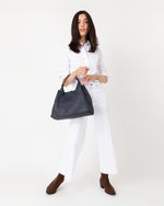 Load image into Gallery viewer, Cate Handwoven Satchel Bag in Navy Leather