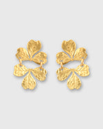 Load image into Gallery viewer, Wee Clover Earrings in Hammered Brass