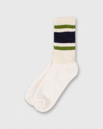 Load image into Gallery viewer, Retro Stripe Socks in Navy/Chive