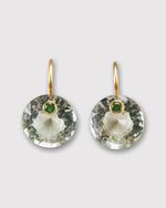 Load image into Gallery viewer, Small Round Gem Earrings in Green Quartz/Tsavorite