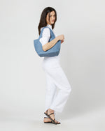 Load image into Gallery viewer, Mercato Handwoven Tote in Steel Blue Leather