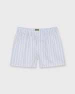Load image into Gallery viewer, Button-Front Boxer Short in Blue/Yellow/White Multi Stripe Poplin