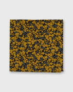 Load image into Gallery viewer, Hand-Rolled Cotton Pocket Square in Yellow/Blue/Brown Star Anise Liberty Fabric