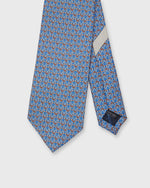 Load image into Gallery viewer, Silk Print Tie in Light Blue/Orange/White Stirrups