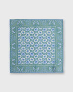 Load image into Gallery viewer, Hand-Rolled Linen/Cotton Pocket Square in Green/Blue Paisley