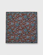 Load image into Gallery viewer, Hand-Rolled Linen/Cotton Pocket Square in Brown/Blue/Green Large Floral