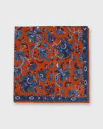 Load image into Gallery viewer, Hand-Rolled Linen/Cotton Pocket Square in Orange/Blue Large Floral