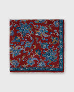 Load image into Gallery viewer, Hand-Rolled Linen/Cotton Pocket Square in Red/Blue Large Floral
