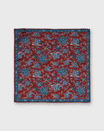 Load image into Gallery viewer, Hand-Rolled Linen/Cotton Pocket Square in Red/Blue Large Floral
