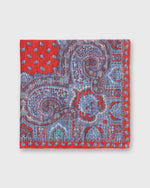Load image into Gallery viewer, Hand-Rolled Linen/Cotton Pocket Square in Red Paisley