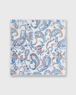 Load image into Gallery viewer, Hand-Rolled Linen/Cotton Pocket Square in Bone/Blue/Tan Paisley Floral