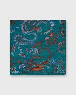 Load image into Gallery viewer, Hand-Rolled Linen/Cotton Pocket Square in River/Orange Paisley Floral