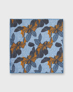 Load image into Gallery viewer, Hand-Rolled Linen/Cotton Pocket Square in Blue/Gold Large Flower