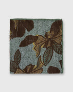 Load image into Gallery viewer, Hand-Rolled Linen/Cotton Pocket Square in Sage/Brown Large Flower
