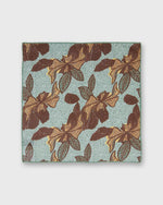 Load image into Gallery viewer, Hand-Rolled Linen/Cotton Pocket Square in Sage/Brown Large Flower