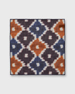 Load image into Gallery viewer, Hand-Rolled Cotton/Linen Pocket Square in Ginger/Navy Ikat