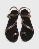 Load image into Gallery viewer, Diagonal Strap Sandal in Dark Brown Leather