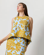 Load image into Gallery viewer, Pencil Skirt in Light Blue Tangle Shot Cotton
