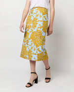 Load image into Gallery viewer, Pencil Skirt in Light Blue Tangle Shot Cotton
