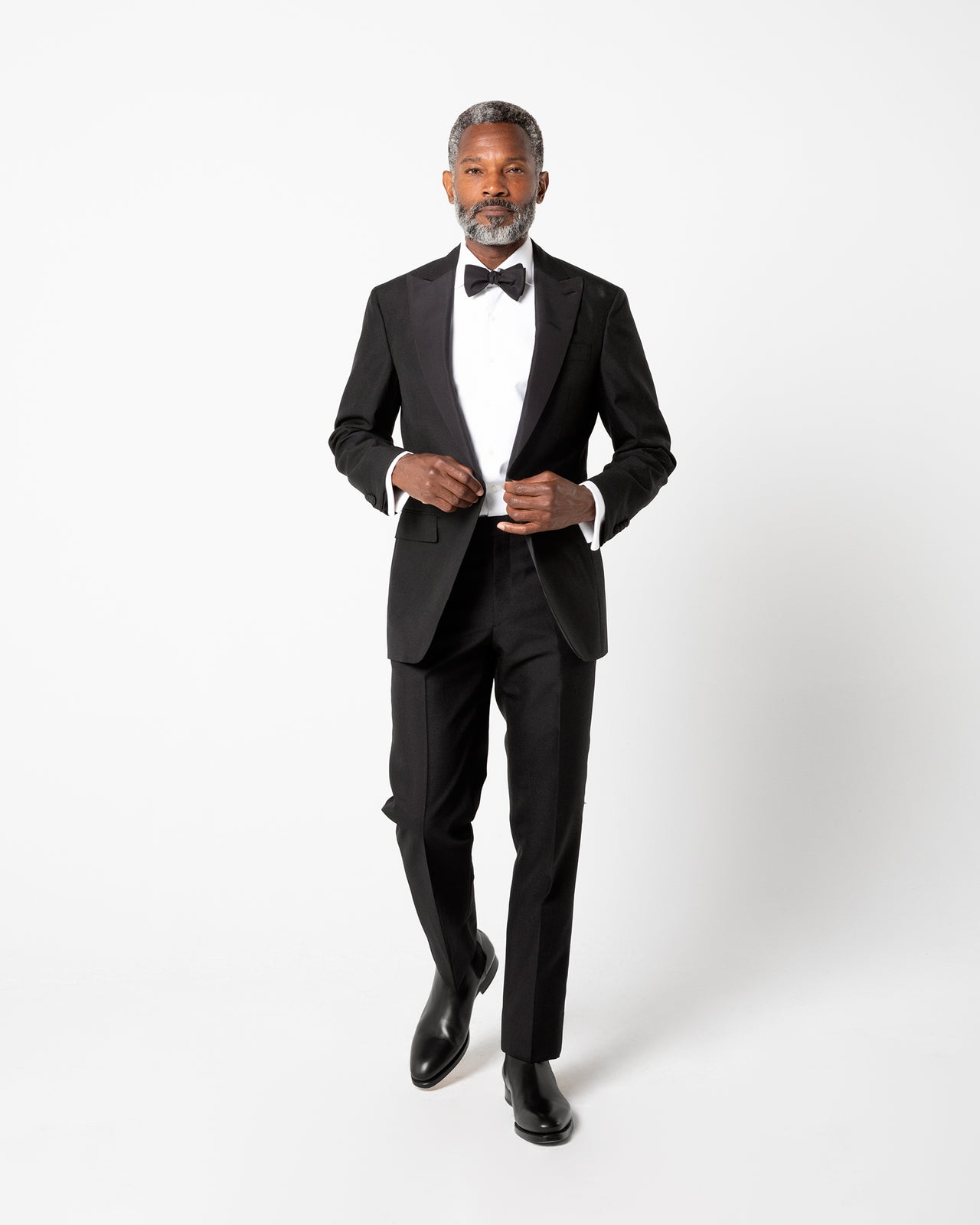 Kincaid No. 3 Peak Lapel Tuxedo in Black Wool Mohair with Silk Grosgrain Trim