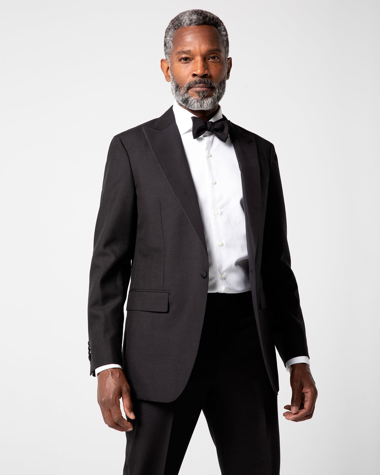 Kincaid No. 3 Peak Lapel Tuxedo in Black Wool Mohair with Silk Grosgrain Trim