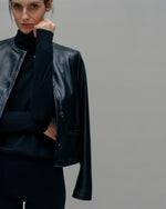 Load image into Gallery viewer, Lara Knit Flare Cropped Pant in Black Supima Cotton

