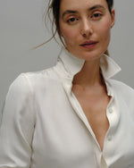 Load image into Gallery viewer, Classic Blouse in Ivory Silk Crepe de Chine
