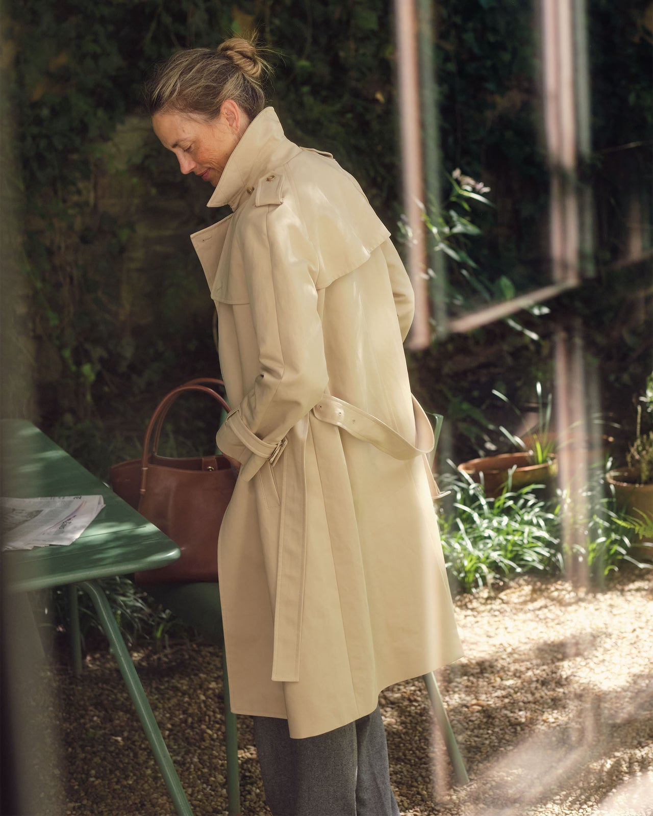 Martine Trench Coat in Khaki Compact Cotton