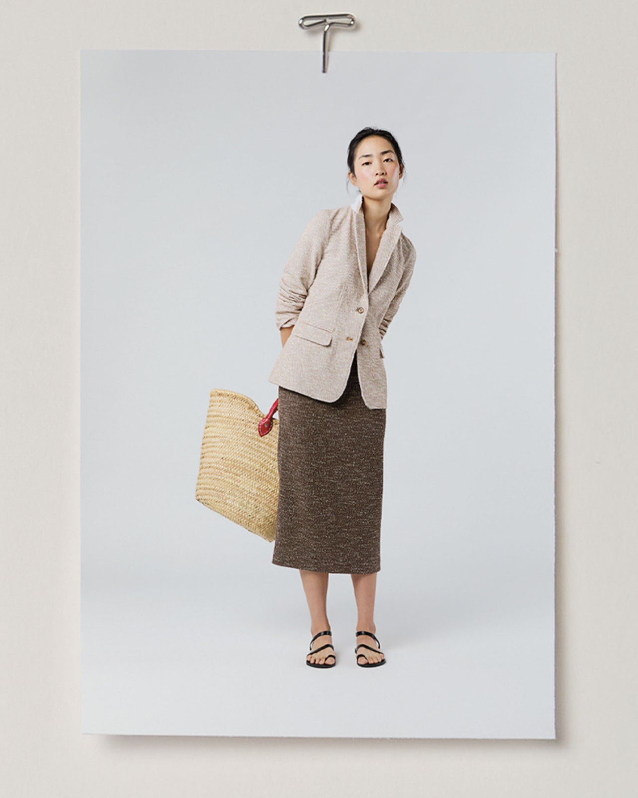 Diagonal Strap Sandal in Dark Brown Leather