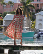 Load image into Gallery viewer, Short-Sleeved Classic Shirtwaist Maxi Dress in Red Carline Rose Liberty Fabric
