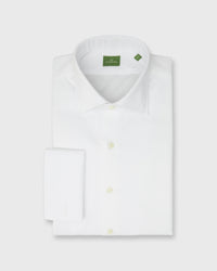French-Cuff Bib-Front Tuxedo Shirt in White Pique/Poplin