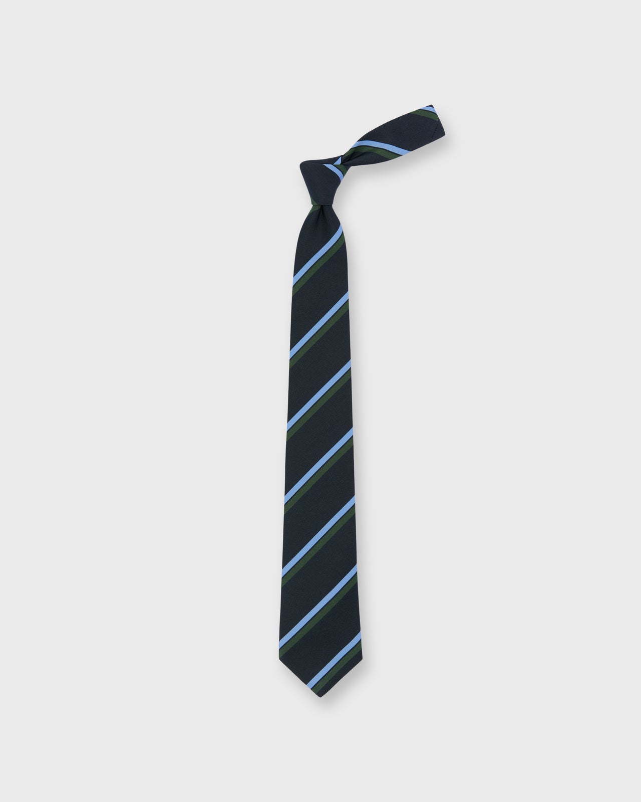Irish Poplin Tie in Navy/Sky/Hunter Stripe