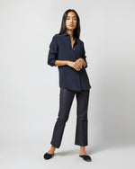 Load image into Gallery viewer, Classic Blouse in Navy Silk Crepe de Chine
