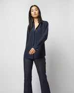 Load image into Gallery viewer, Classic Blouse in Navy Silk Crepe de Chine
