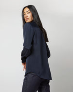 Load image into Gallery viewer, Classic Blouse in Navy Silk Crepe de Chine
