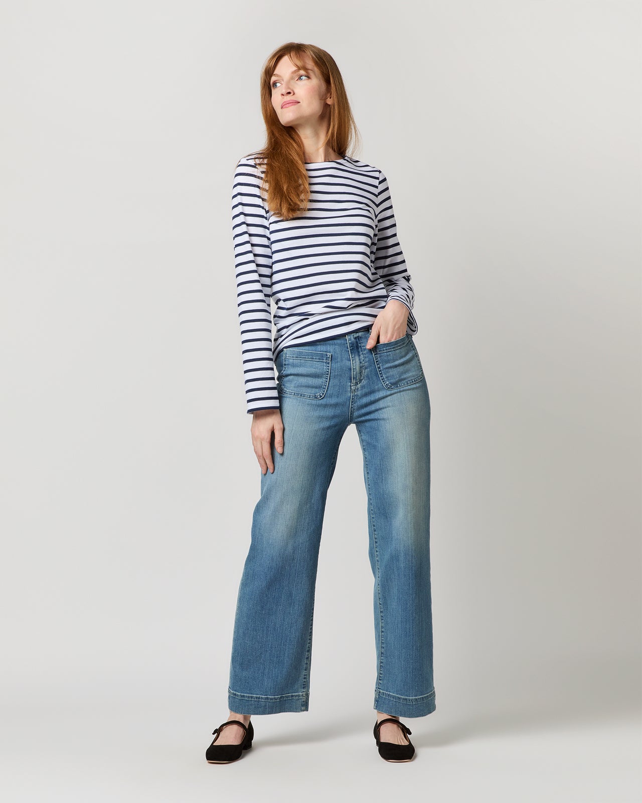 Modern Minquiers Tee in Neige/Marine Stripe