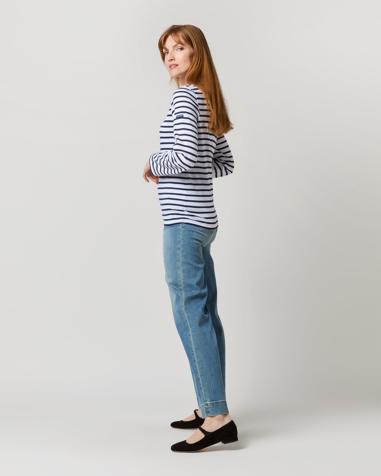 Modern Minquiers Tee in Neige/Marine Stripe