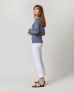 Load image into Gallery viewer, Modern Minquiers Tee in Marine/Neige Stripe
