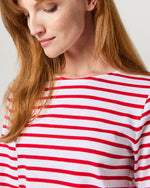 Load image into Gallery viewer, Modern Minquiers Tee in Neige/Tulip Stripe
