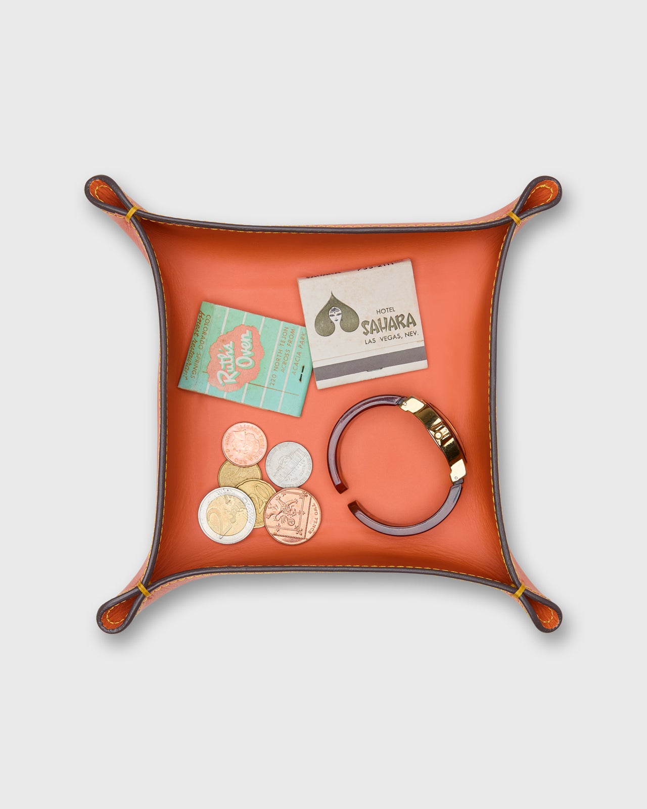 Medium Tray in Orange Leather