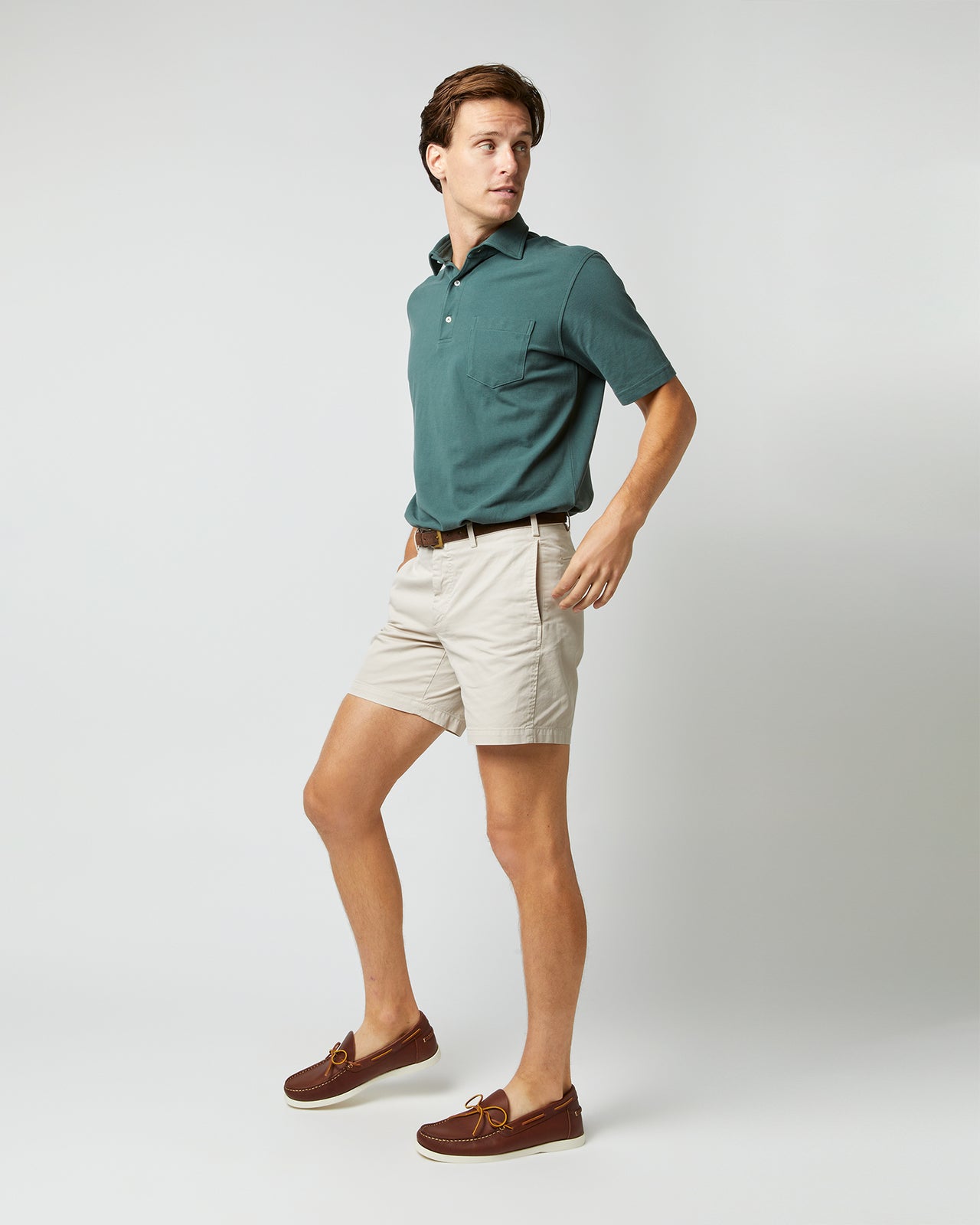 Garment-Dyed Short in Stone AP Twill